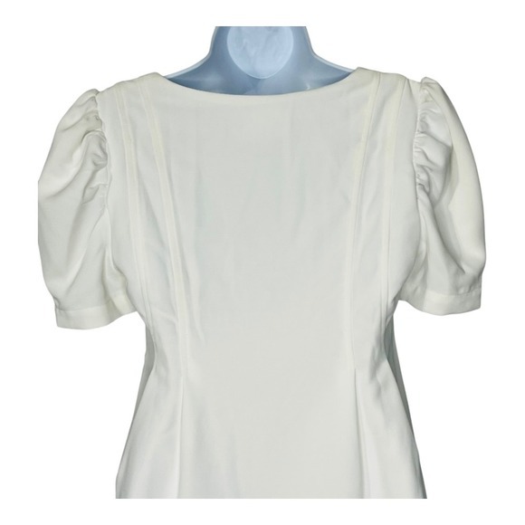 Line and Dot Day Break Puff Sleeve White Mini Dress Tie Front Size Small NWT - Picture 5 of 9